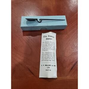 E.P. Mallory Antique Roman .925 Sterling Silver Spoon Box Papers